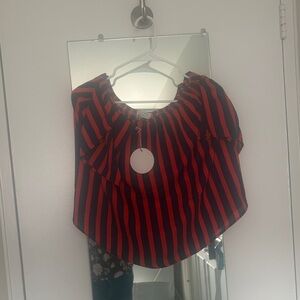 Hayden Red and Black Striped Blouse